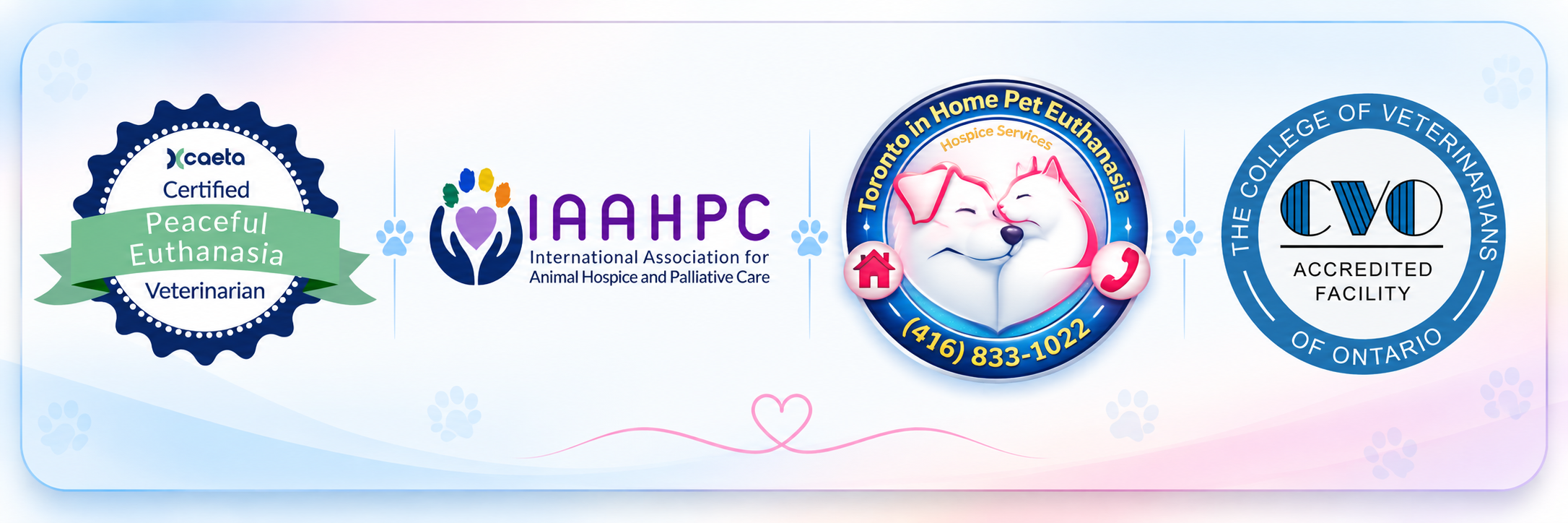 Professional veterinary affiliations and accreditation for Toronto In-Home Pet Euthanasia & Hospice Services
